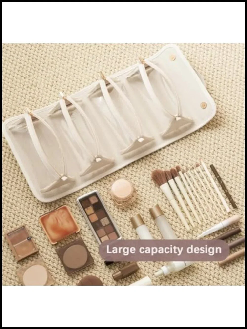 Leather Waterproof Roll Up Cosmetic Bag Detachable 4 in 1 Travel Toiletry Bag